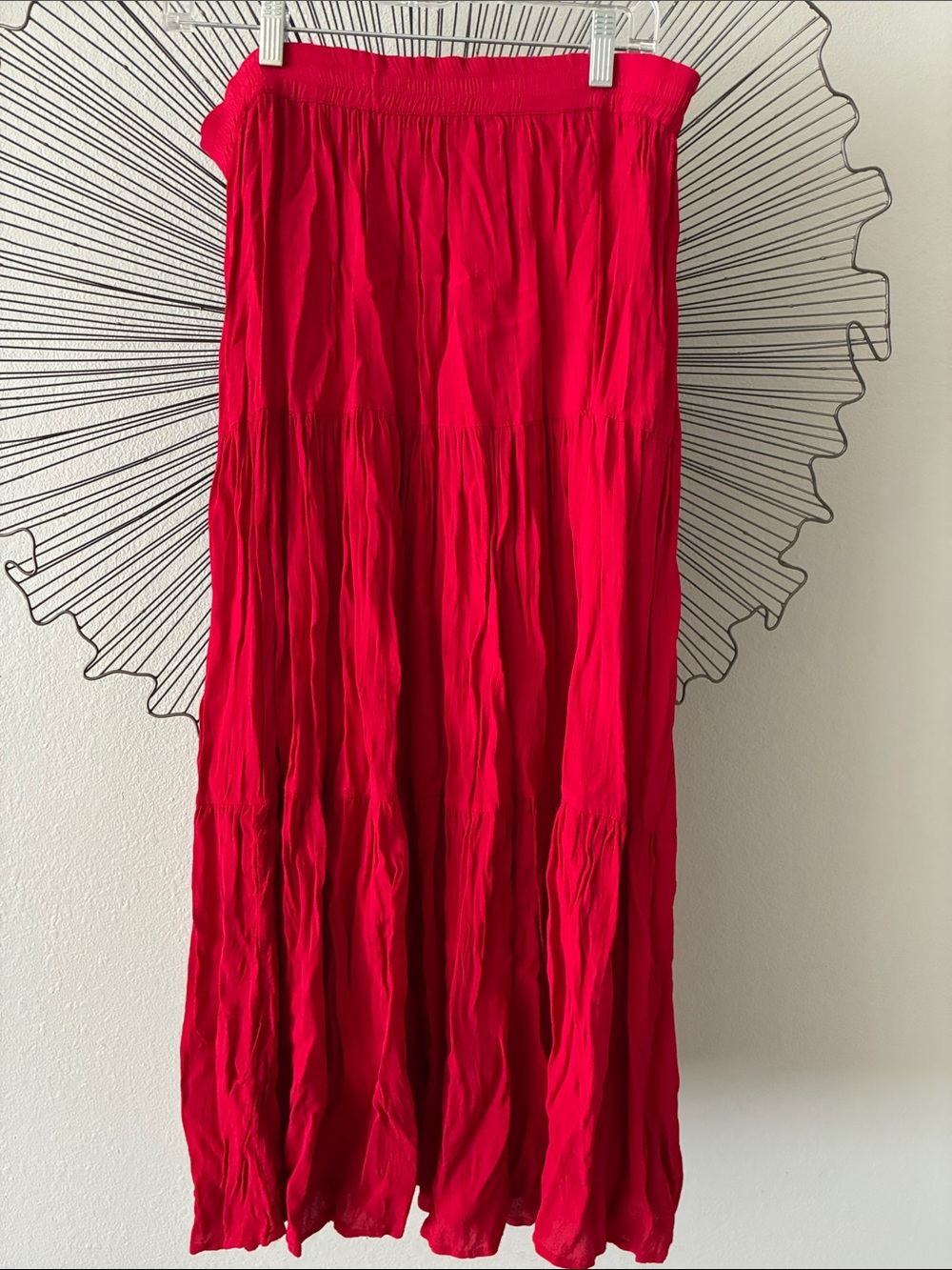 Cape Isle Knitters Maxi Skirt Tiered True Red Size S